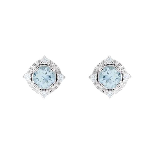 Aquamarine Earrings with Diamonds Online Hot Sale