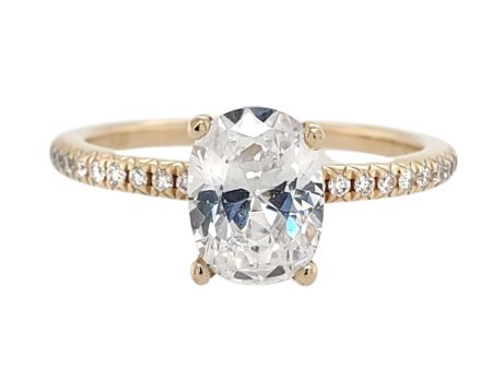 Classic Yellow Gold Diamond Engagement Ring Setting with 0.22 cttw Pave Band Online Sale