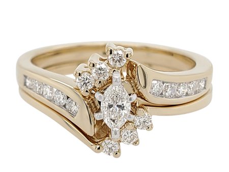 Marquise Shaped Wedding Set in Yellow Gold- 0.50 ctw. For Discount