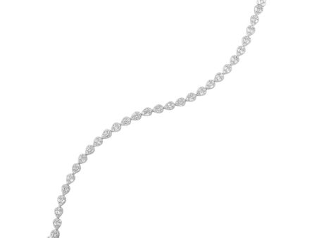 Baguette and Round Diamond Teardrop Tennis Bracelet in White Gold, 2.0 cttw Cheap