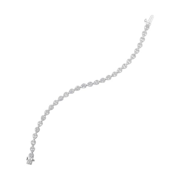 Baguette and Round Diamond Teardrop Tennis Bracelet in White Gold, 2.0 cttw Cheap