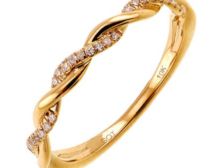 Woven Twist Yellow Gold Stackable Diamond Band, 0.05 cttw Cheap