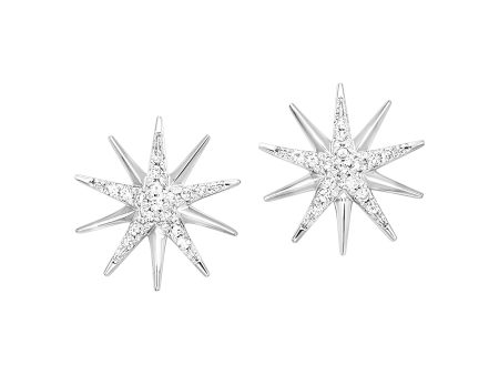 Starburst Diamond Earrings in Sterling Silver Online