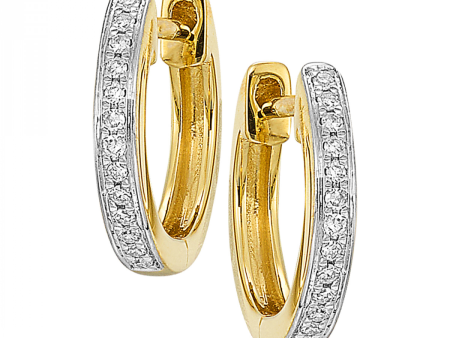 Channel Set Diamond Pave Huggie Hoop Earrings in 14k Yellow Gold, 0.05 ctw For Discount