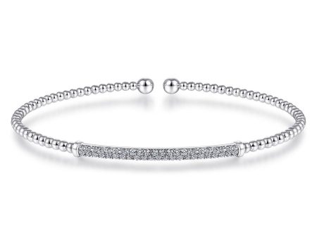 Bujukan Bead Diamond Bar Cuff in White Gold Online now