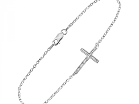 Horizontal Diamond Pave Cross Bracelet Online Sale