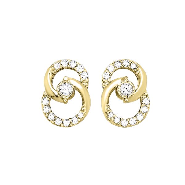 Interlocked Diamond Circle Earrings in Yellow Gold Online Hot Sale