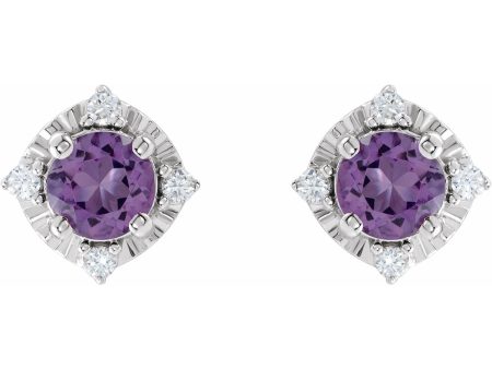 Amethyst Earrings with Diamonds For Discount