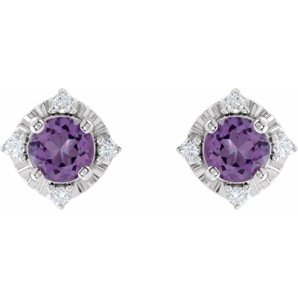 Amethyst Earrings with Diamonds For Discount