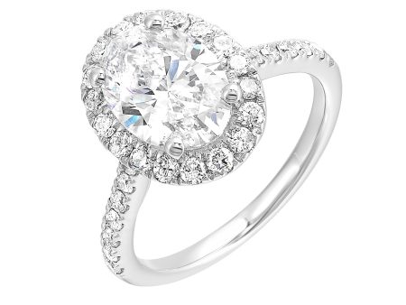 Lab-Created Oval Diamond Halo Engagement Ring in White Gold, 2.63 cttw Online now