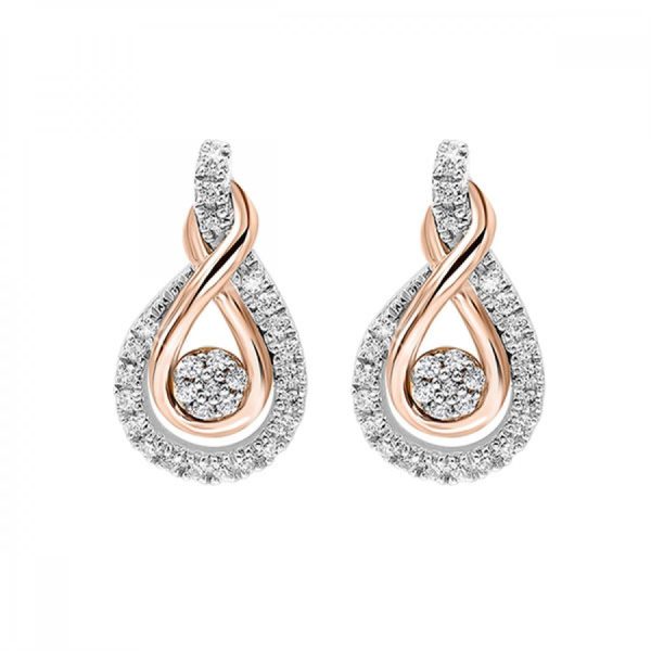 Love s Crossing Love Knot Infinity Swirl Two Tone Diamond Earrings, 0.20 cttw For Discount