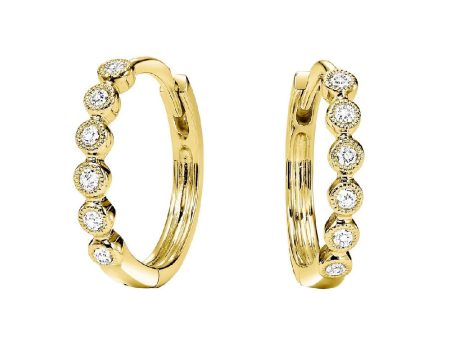 Diamond Huggie Hoop Earrings in Yellow Gold Hot on Sale