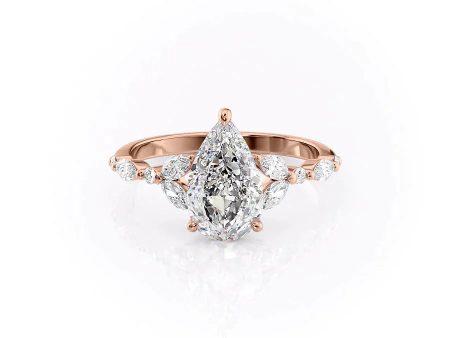 The Chelsea Set With A 5 Carat Pear Moissanite on Sale