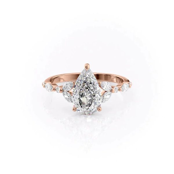 The Chelsea Set With A 5 Carat Pear Moissanite on Sale